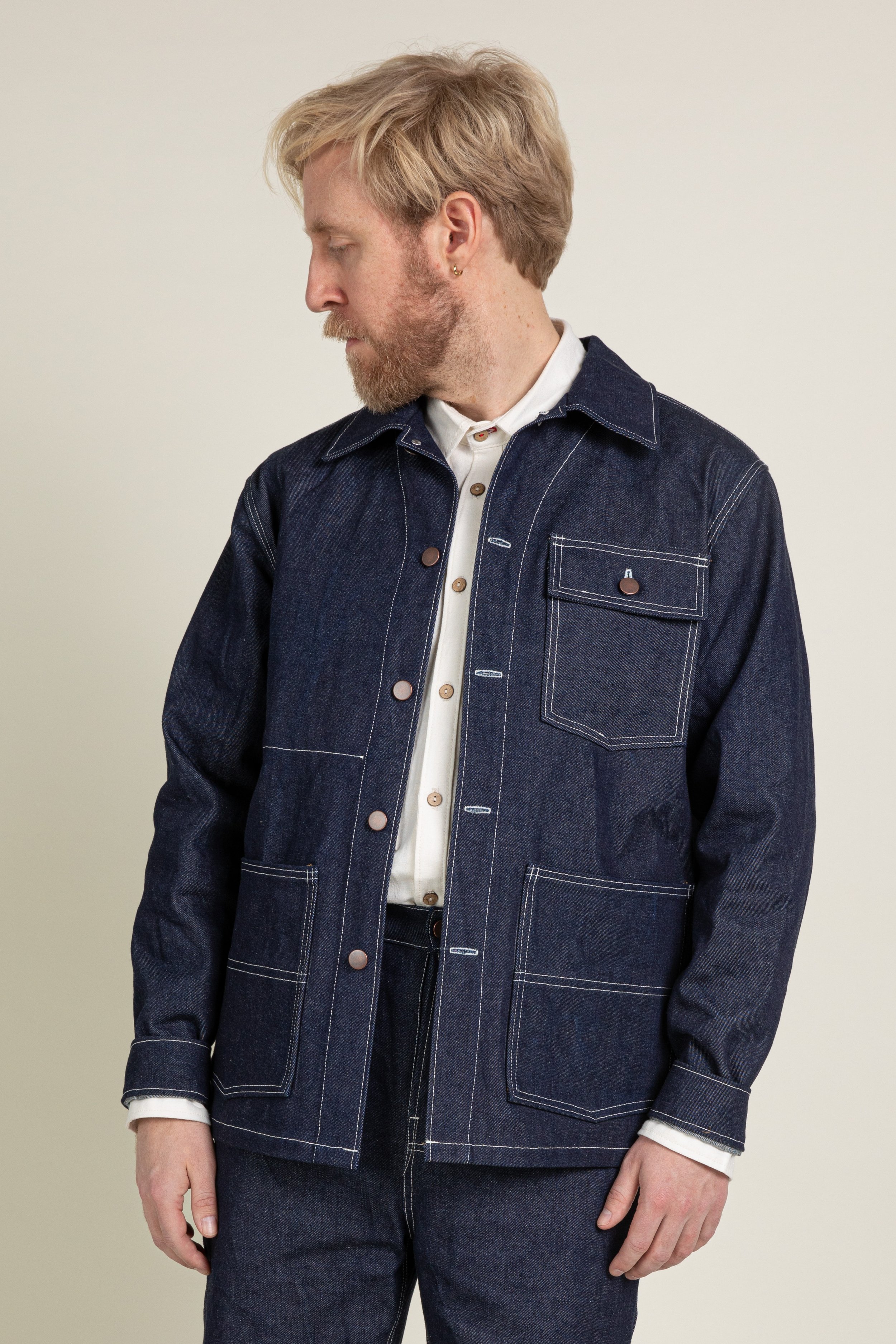 Japanese Indigo Denim Chore Jacket (COTTON) — GRAZIANO AND GUTIERREZ